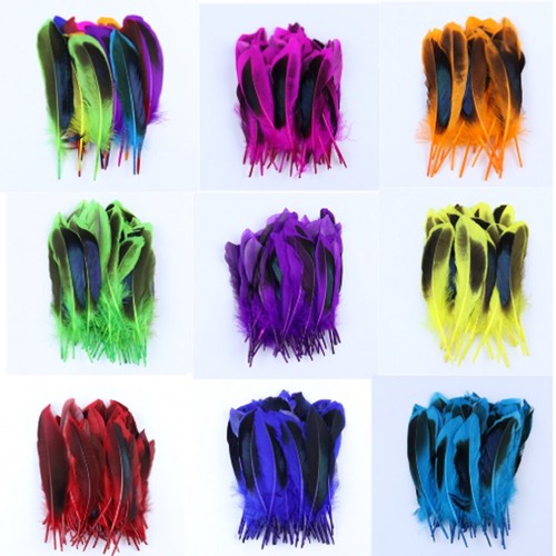 2 Tone Duck Feathers 10-15cm Colour Fly Craft Hat Arts Decorations Wedding UK - Picture 1 of 23