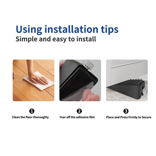 Adjustable Door Stoppers for Bottom Heavy Duty Black Door Wedge 2.7 Inch Tall - Picture 7 of 8