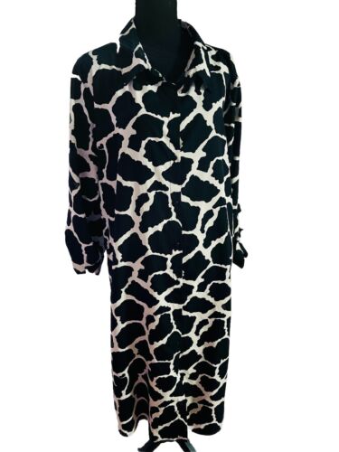 Boohoo Shirt Dress Size US 14 UK18 Black & Tan Animal Print Long Sleeve Bust 48” - Picture 6 of 14