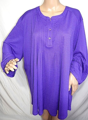 N Touch Women Plus Size 1x 2x 3x Elegant Purple Solid Tunic Top Blouse Shirt  - Bild 2 von 14