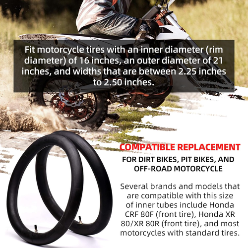 (2 Pack) 2.25/2.50-16” Off-Road Motorcycle Inner Tubes with TR4 Valve Stem - 70 - Picture 3 of 6