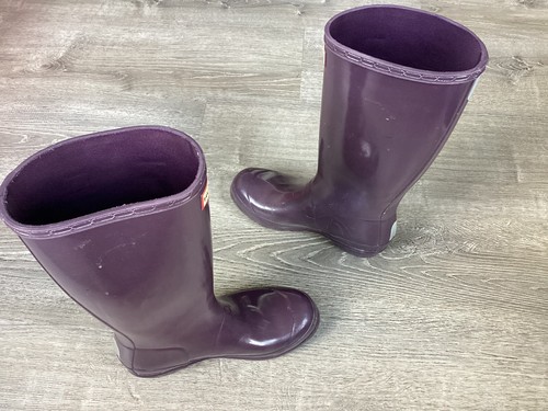 Hunter Youth Girls Size 6 37 Youth Original Purple Tall Rain Winter Boots Gloss - Picture 7 of 14