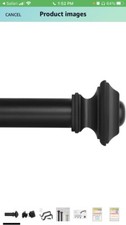 Drapery Treatment Window Curtain Rod Square Design, 1 1/8  Rod, 48-86  L Black