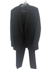 Wilvorst Classic Black Wool Full Tuxedo With Cummerbund And Bow tie 34x34