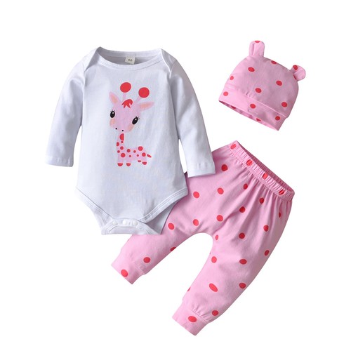 Neugeborenes Baby Mädchen 3-teiliges Outfits Strampler Tops Blumenmuster Hose Stirnband Kleidung Set - Bild 47 von 53