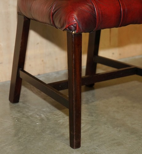 FOUR STUNNING VINTAGE OXBLOOD LEATHER HIGH BACK CHESTERFIELD DINING CHAIRS - Picture 10 of 22