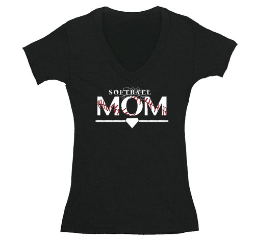 Womens Softball Mom Baseball Field Gift Team Game Day Sports Fan V-Neck T-Shirt