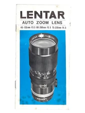Vintage Lentar Auto Zoom Lens 45-135mm F3.5 80-200mm75-230 Instruction Manual