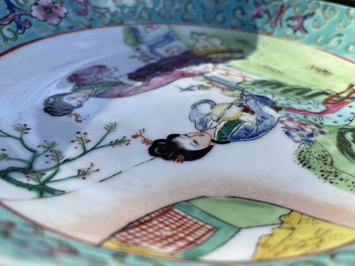 ACF Japanese Porcelain Ware Decorated in  Hong Kong Dish Vintage Two Women - Picture 3 of 5