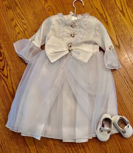 vestido niña flor, niño pequeño, 12 - 18 meses, largo completo, boda, blanco - Imagen 3 de 18