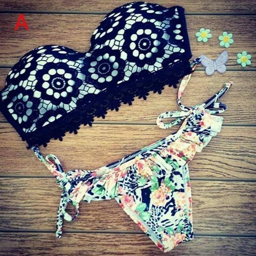 Sexy Mujeres Traje de baño Bikini Bandeau Push-Up Acolchado Traje de baño Ropa de playa Tronco S-L - Imagen 6 de 21