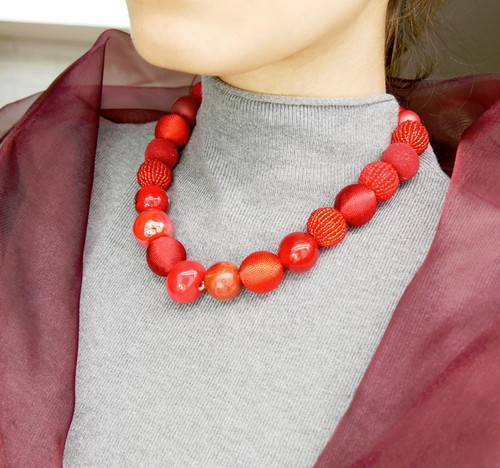 Halskette Perlenkette "Rot" Made in Germany Materialmix Love - Bild 17 von 17