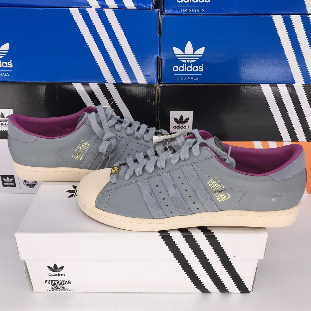 adidas Superstar 35th D Mop 133747 silver burgundy chalk size 11
