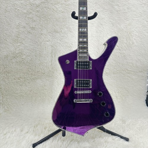 IBZ Iceman Paul Stanley Style Purple Broken Mirror Electric Guitar Chrome Part - Picture 3 of 18