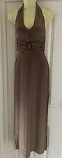 Bespoke Taupe Stretch Lycra Maxi Dress Size XS