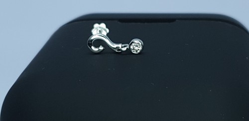 Question Mark Stud Piercing 14k Gold Natural Diamond Nose Ear Body Piercing. - Picture 4 of 18