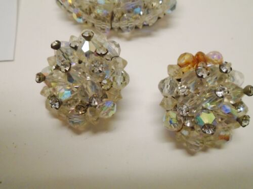 Vintage Aurora Bead Choker, Matching pin and 2 earrings Jewelry lot A75 - Picture 2 of 5