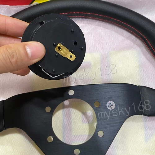 14inch Leather Spoon Sports Car Racing Tuning Sport Steering Wheel Red Stitching - Picture 5 of 5