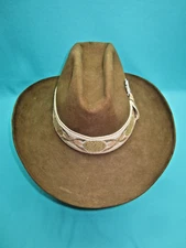 VINTAGE 3X BEAVER 7 1/4--BROWN COWBOY HAT--H-44