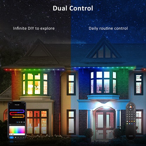 Permanent Outdoor Lights APP Smart RainbowColor RGB IC Eaves Lights 50ft/100ft  - Bild 7 von 10