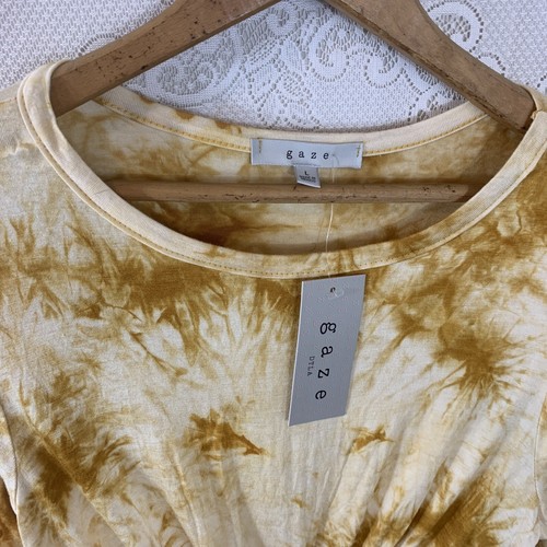 Gaze Tiedye Crop Top Langarm gelb braun Gr. L - Bild 3 von 8