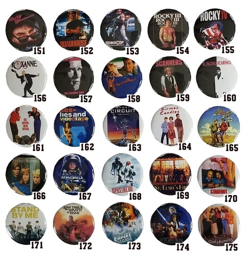 Botones Pinback Película Años 80 ELIGE TU CONJUNTO Prendedores Retro Fiesta Cultura Pop Años 80 1" - Imagen 35 de 74
