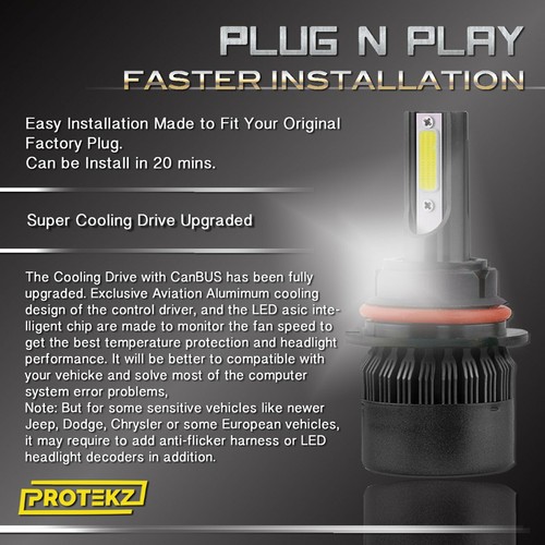 LED Explorer SPORT TRAC 2001-2005 Headlight Kit 9007 HB5 6000K Bulbs Hi-Low Beam - Picture 7 of 9