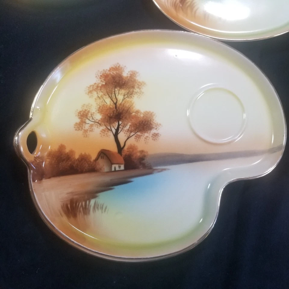 Snack Trays & Cups Noritake Tree in the Meadow Hand Painted Japan Set of 6 & 4 - Image 4 of 4