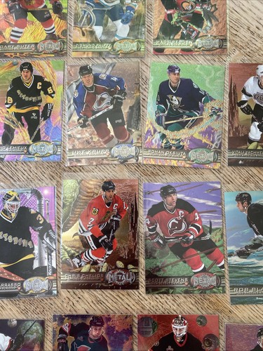 Lotto (30) 1997 Fleer Metal Hockey NHL Mario Lemieux Joe Sakic Forsberg - Foto 4 di 12
