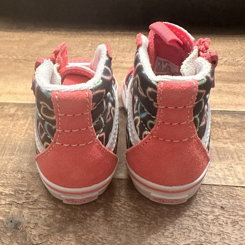 Vans Toddler Sk8-Hi Reissue Side Zip Sneakers Neon Hearts Pink/Multi 6.0 TD NEW - Picture 10 of 11