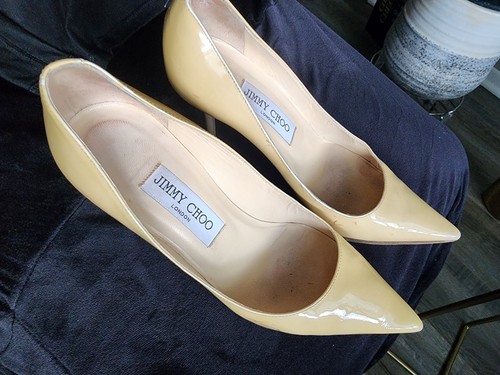 Authentic Jimmy Choo Size 36.5 Cream Nude Leather Pointed Toe Heel Pump Shoes - Picture 6 of 12