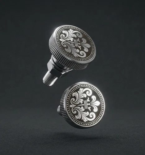 Motorcycle License Plate Bolts Ornate  Set of 2  Custom Biker Screws Harley gift