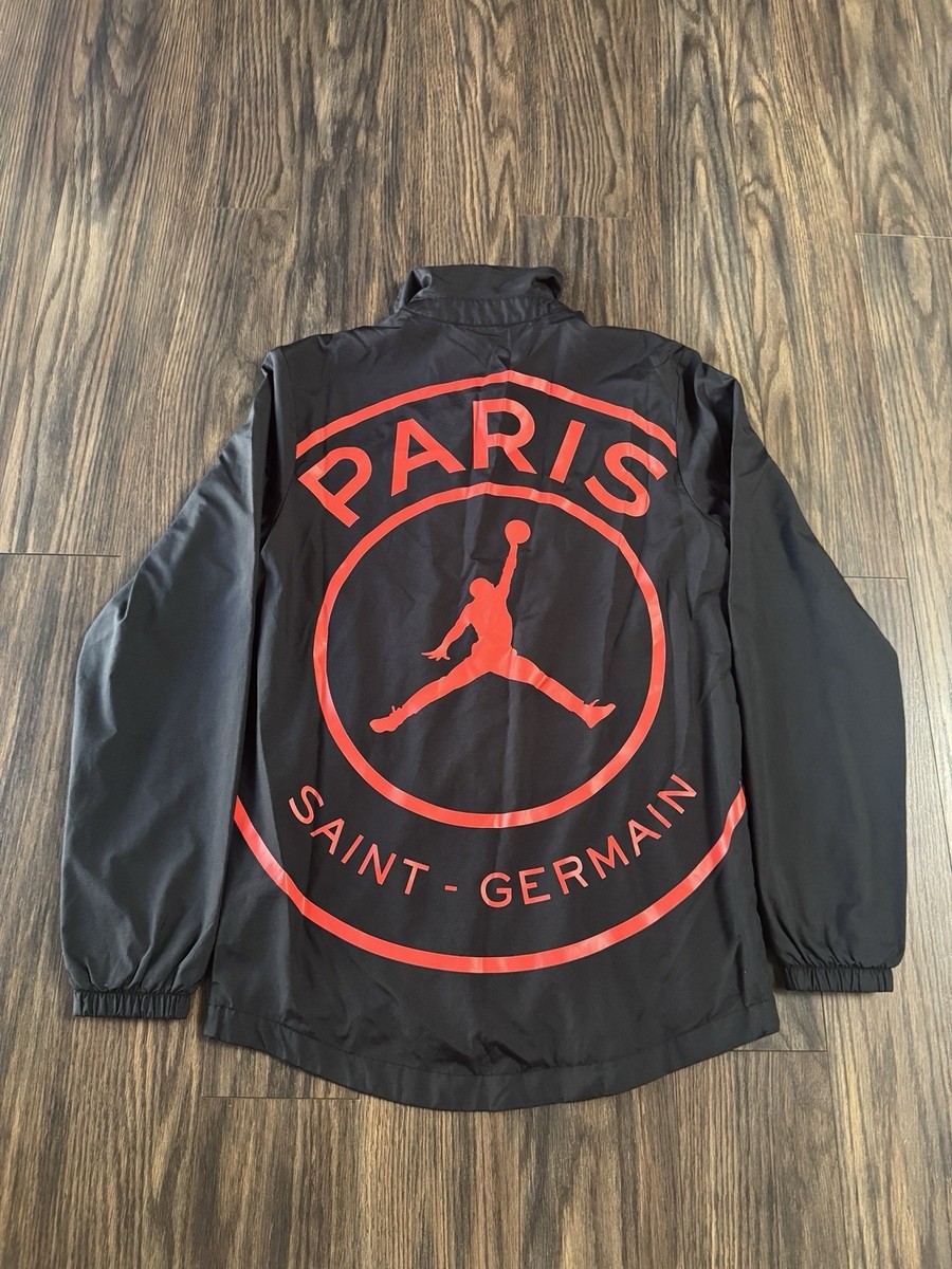 Jordan x Paris Saint-Germain PSG Windbreaker Jacket Black Red Rare