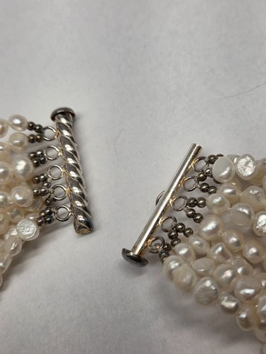 Freshwater Pearl Amethyst Sterling Silver 10 Strand Necklace 18" L 925 Cultured - Picture 13 of 18