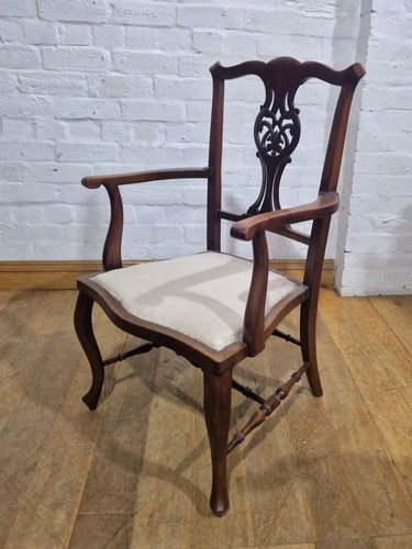 Antique Victorian carved mahogany parlour bedroom occasional chair - armchair - Picture 15 of 18