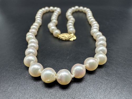 14k Gold Clasp Cultured Genuine Pearl 6.5mm Necklace 19”Cream - Picture 3 of 8