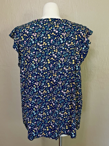 Lane Bryant Womens Plus Size Short Flutter Sleeve Blouse Top Floral Teal 22/24 - Picture 4 of 6