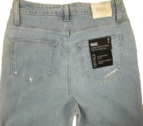 Paige Sarah Straight Knöchel Light Wash Distressed Button Fly Jeans Gr. 28 Neu mit Etikett - Bild 13 von 20