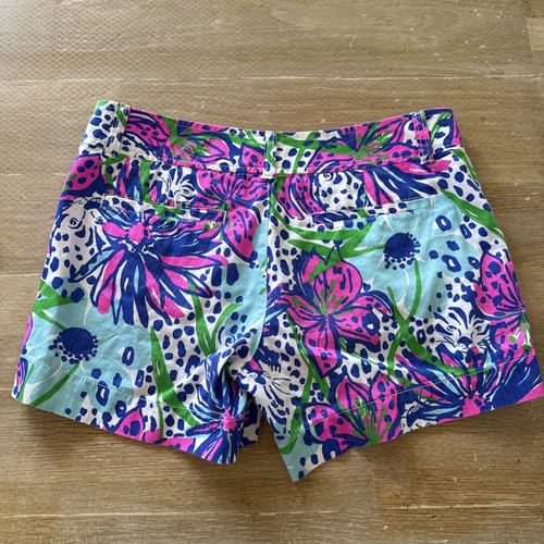 Lilly Pulitzer 5" Callahan Knit Shorts Navy Pink In The Garden Stretch 4 - Picture 9 of 9