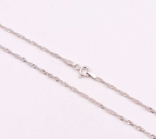 Singapore Twisted Sparkle Chain Necklace Rhodium Real Sterling Silver 925 - Picture 4 of 6