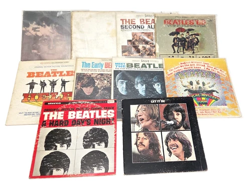 LOT OF 9 BEATLES LP RECORDS VINYL SOME 1st PRESSING PLUS BONUS * NICE!