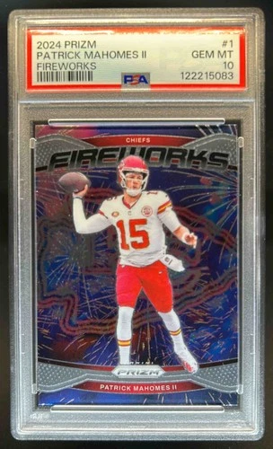 2024 Prizm Patrick Mahomes II Fireworks #1 Chiefs PSA 10