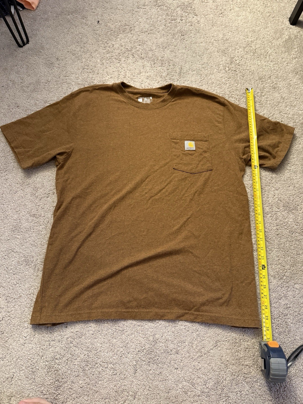 Carhartt K87 Mens L Brown Pocket T Shirt Loose Fit Heavyweight Workwear