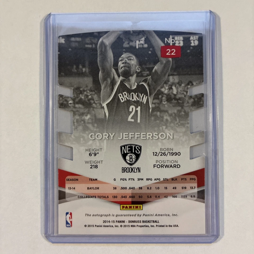 CORY JEFFERSON - 2014-15 Donruss Elite RC Rookie Auto Autograph Purple /49 Nets - Image 4 of 4