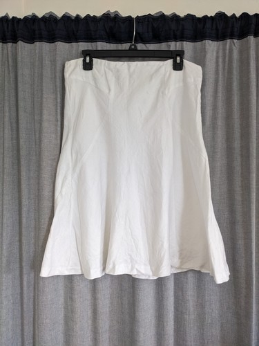 Trenery White A-Line Linen Skirt Midi Knee Length Size 12 Office Business Casual - Picture 2 of 9