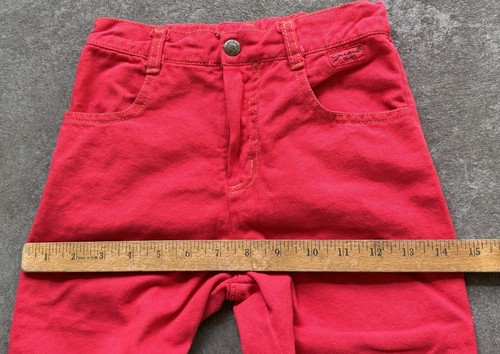 VTG BABY GUESS Red Girls Kids Sz 6Y Red Heavy Twill Pants 90s Talon Made In USA - Picture 10 of 18
