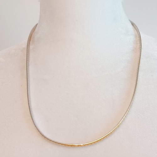 Vintage wendbare flache Gliederkette Silber bis Goldfarben Halskette - Bild 3 von 5