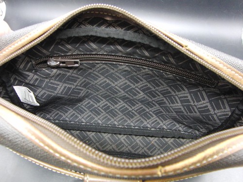 Vintage Dunhill Brown Leather Flap Black Canvas Zippered Toiletry Bag - Picture 8 of 8