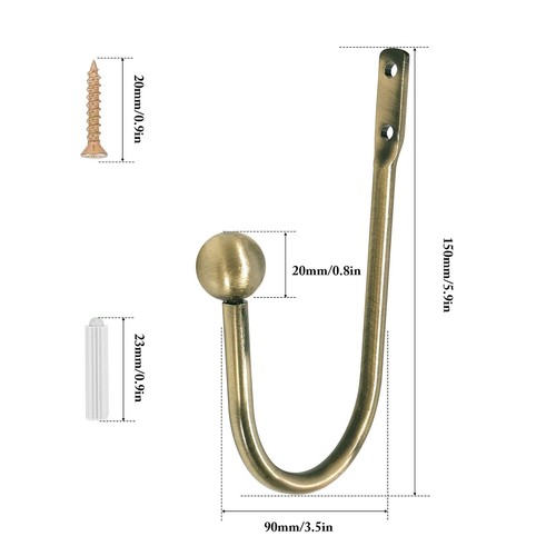 Curtain Holdback, 4 Pcs Wall Mounted Drapery Tiebacks with Screws, Heavy Duty... - Picture 3 of 8