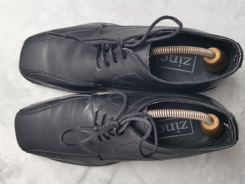 ZINC Herren Schwarz Leder Leger Formell Elegant Büro Schuhe Größe 8 - Bild 4 von 9